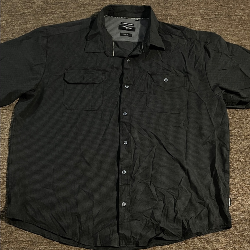 Kenneth Cole Black Textured Slim Fit Shirt